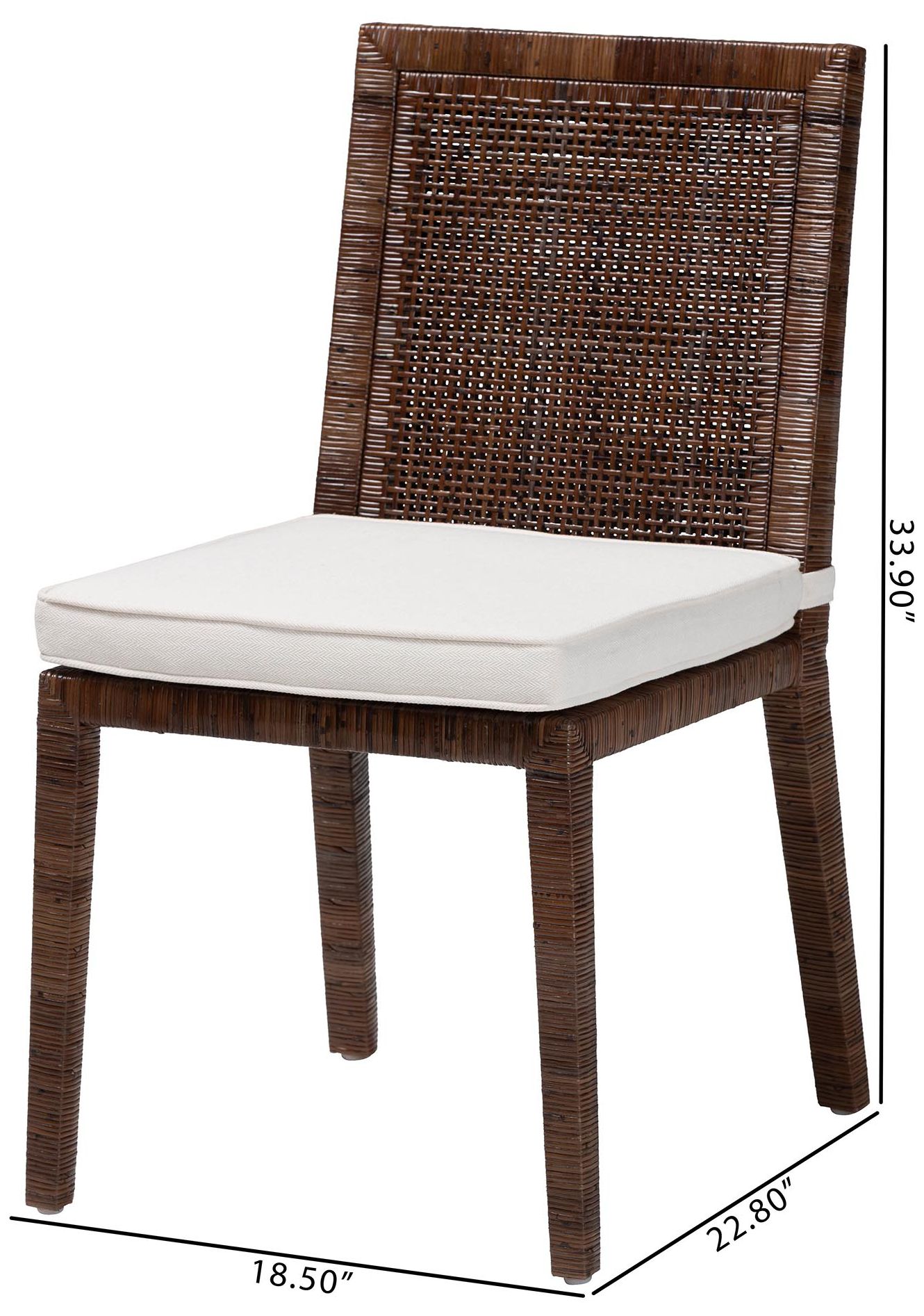 bali & pari Sofia Rattan Dining Chair with Cushion,  Antique Coffee