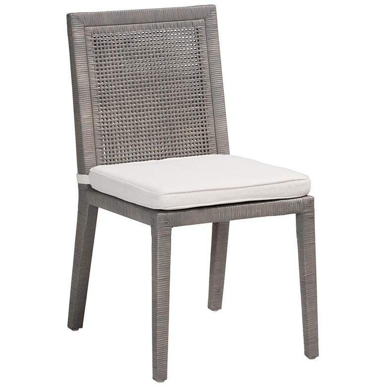 Image 2 bali & pari Sofia Rattan Handwoven Wicker Grey Dining Chair with Cushion