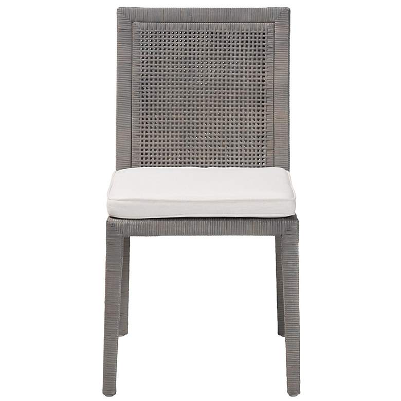 Image 3 bali & pari Sofia Rattan Handwoven Wicker Grey Dining Chair with Cushion more views