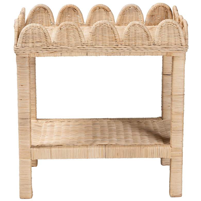 Image 3 bali & pari Sumana Bohemian Scallop Natural Rattan and Mahogany Side Table more views