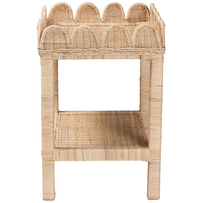 Image 4 bali & pari Sumana Bohemian Scallop Natural Rattan and Mahogany Side Table more views