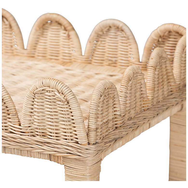 Image 5 bali & pari Sumana Bohemian Scallop Natural Rattan and Mahogany Side Table more views