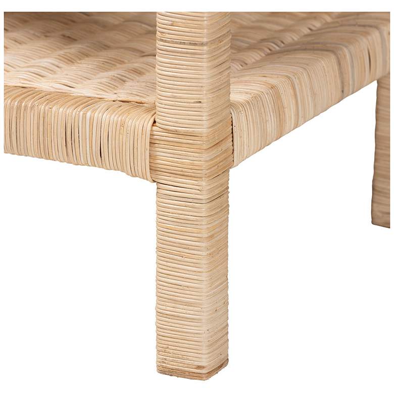 Image 6 bali & pari Sumana Bohemian Scallop Natural Rattan and Mahogany Side Table more views