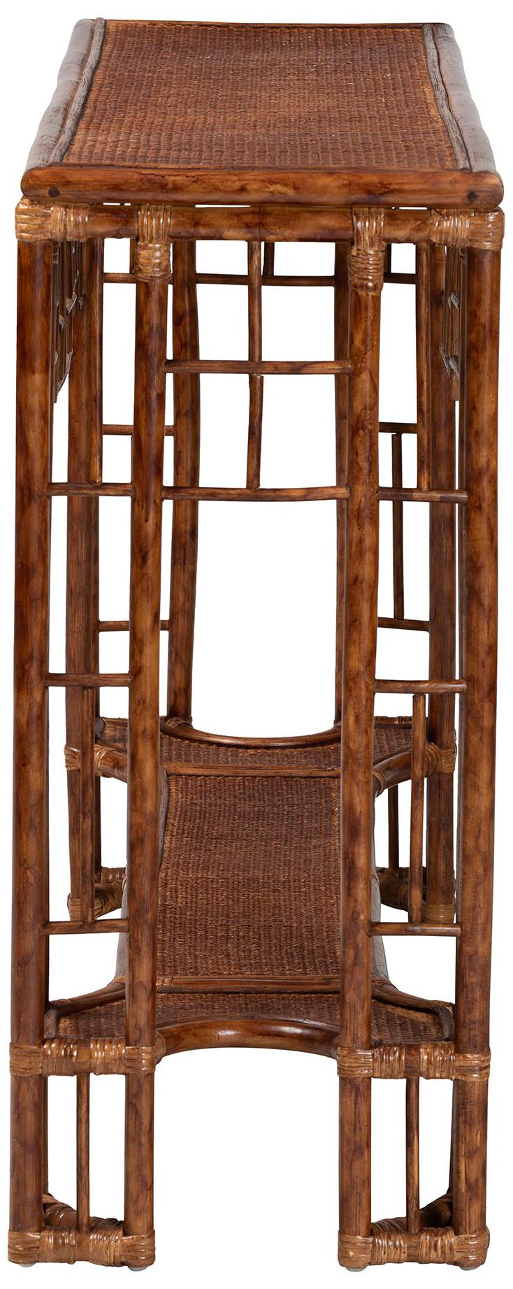 Image 4 bali & pari Tahlia Marbled Tortoise Natural Rattan Console Table more views