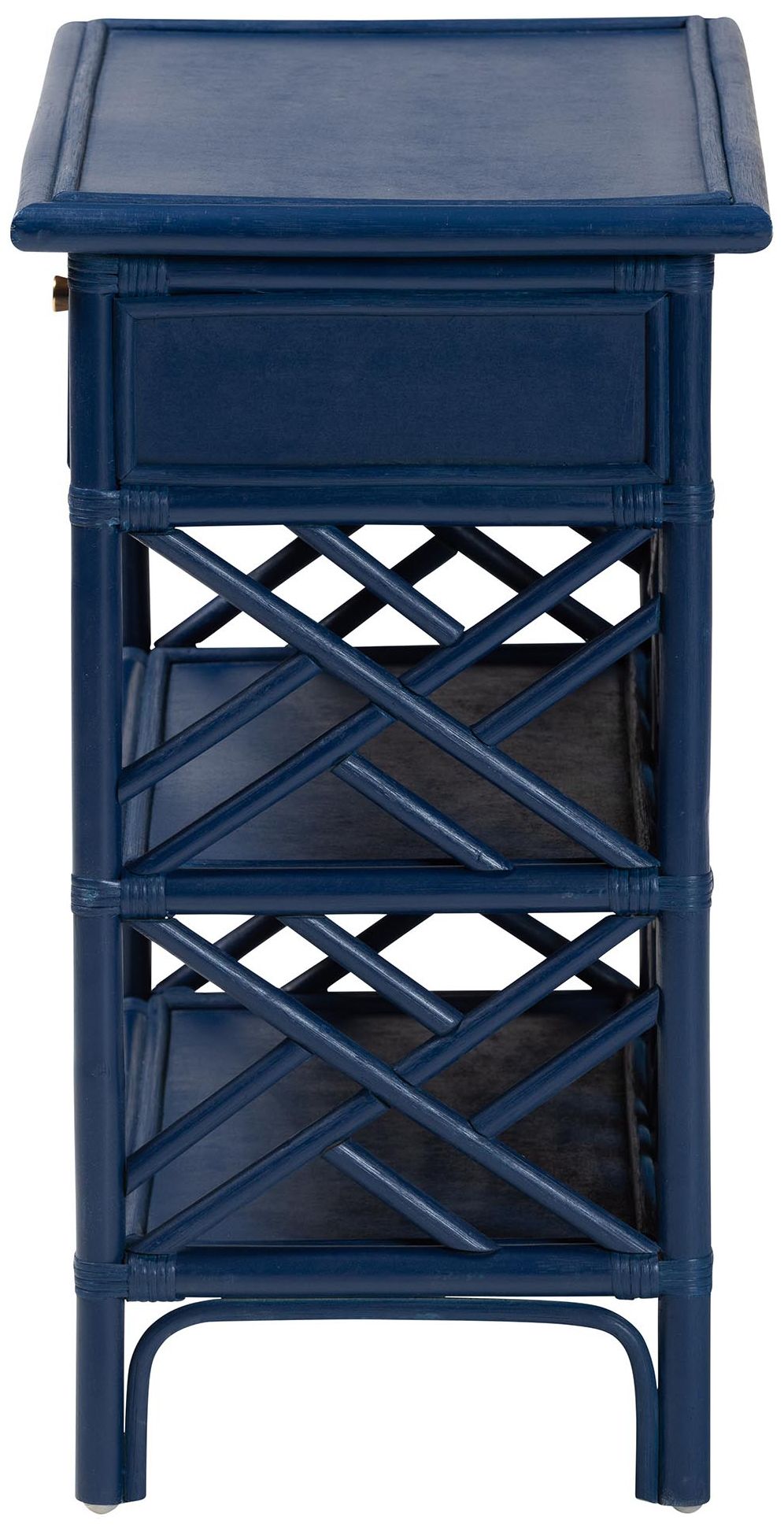 Image 5 bali & pari Tiaret Blue Natural Rattan Nightstand with Drawer and Shelves more views