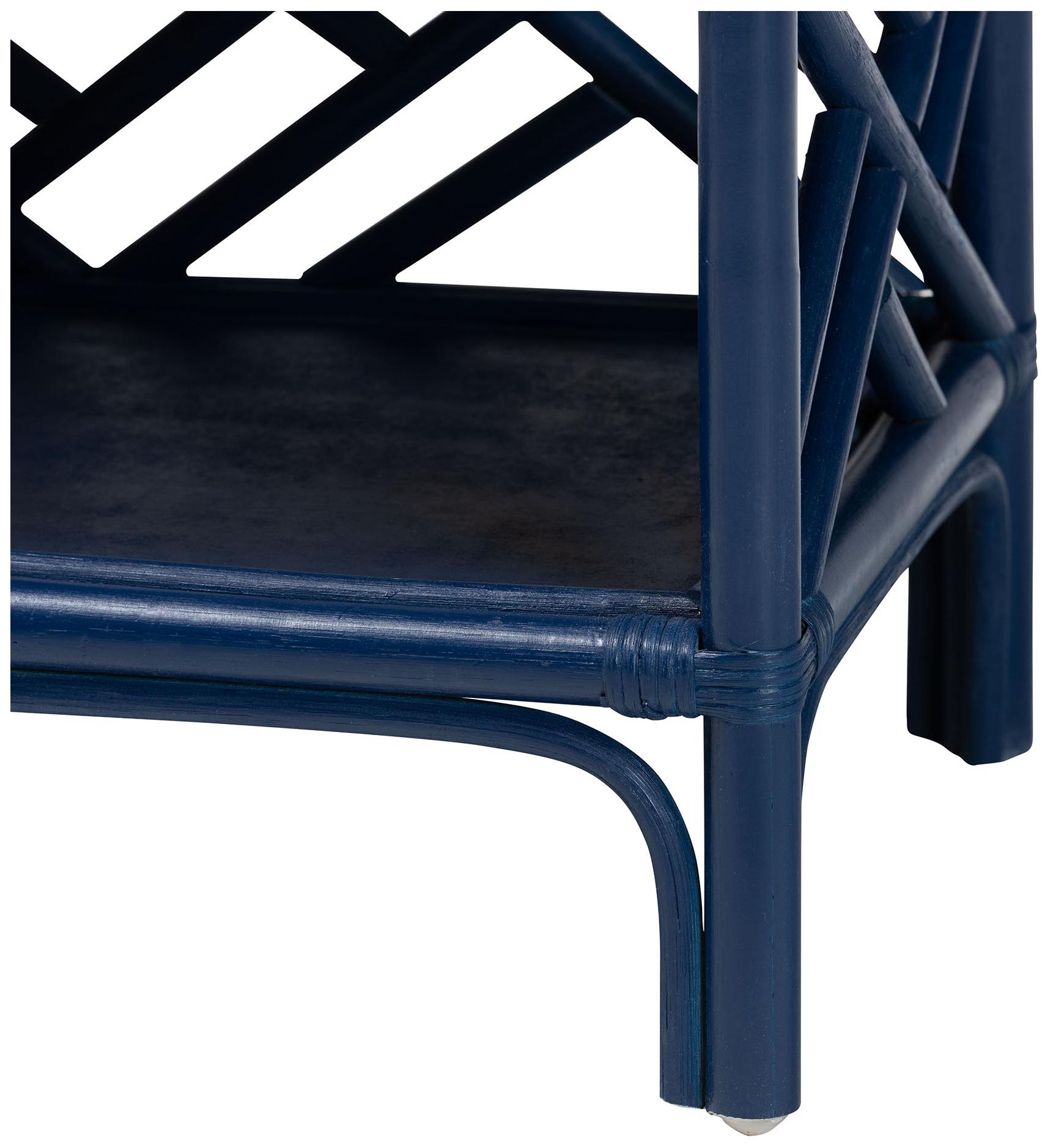 bali & pari Tiaret Blue Natural Rattan Nightstand with Drawer and Shelves