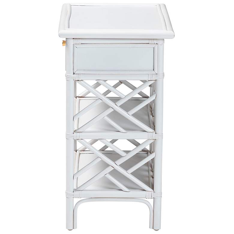 Image 5 bali & pari Tiaret White Natural Rattan Nightstand with Drawer and Shelves more views