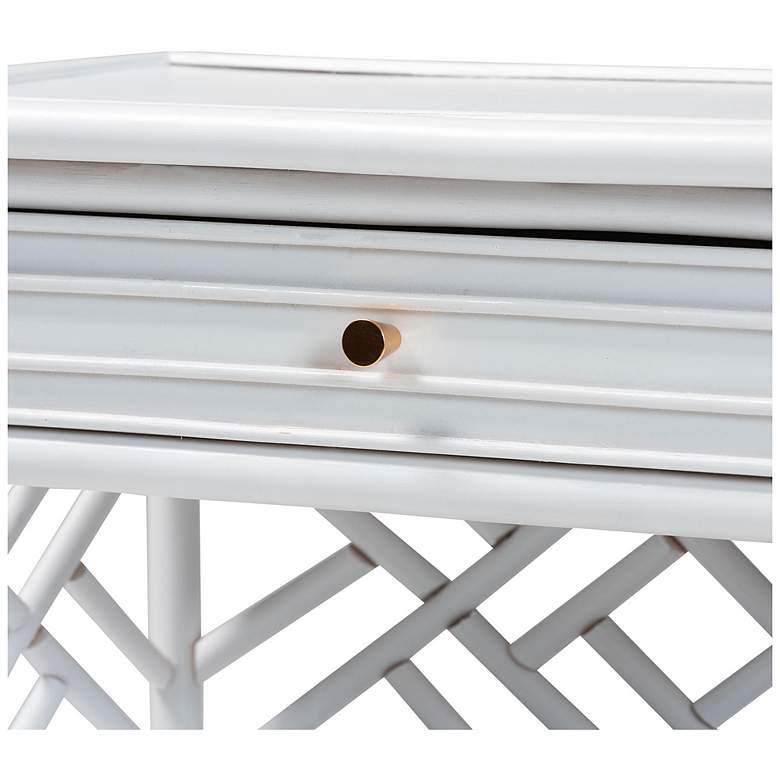 Image 7 bali & pari Tiaret White Natural Rattan Nightstand with Drawer and Shelves more views