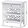 bali & pari Tiaret White Natural Rattan Nightstand with Drawer and Shelves
