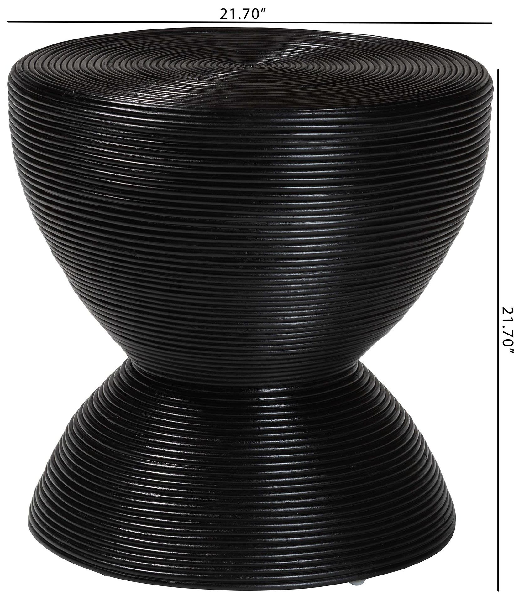 bali & pari Tokyo Black Laminated Natural Rattan Side Table