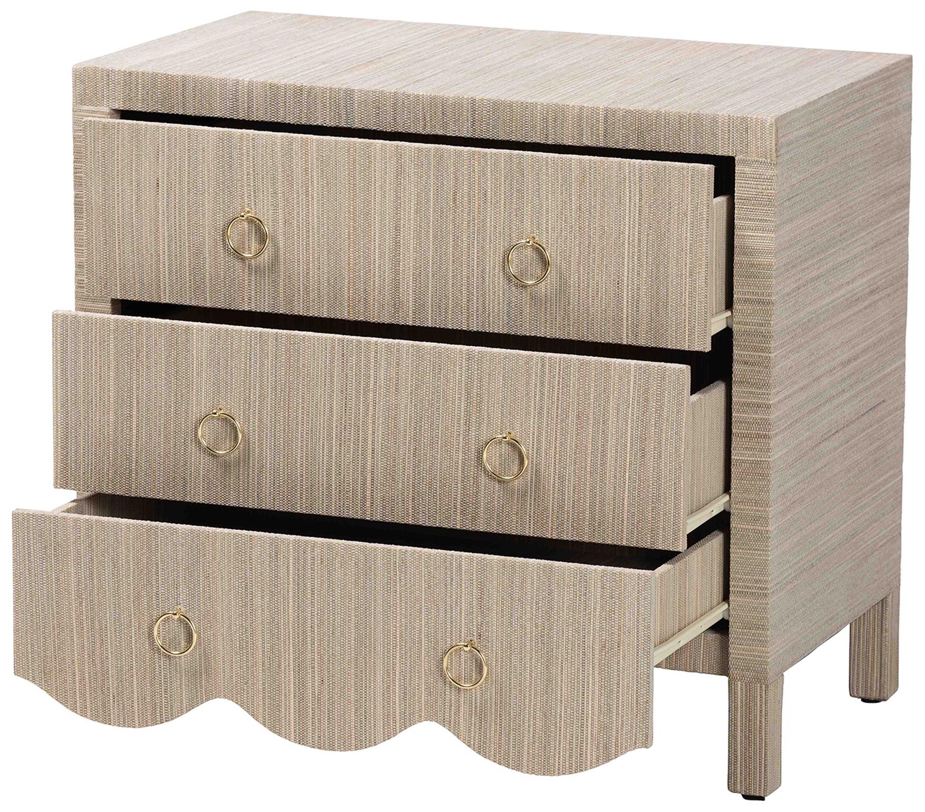 Thumbnail3 of bali & pari Umika Grasscloth Nightstand - 3 Drawer Accent Chest more views