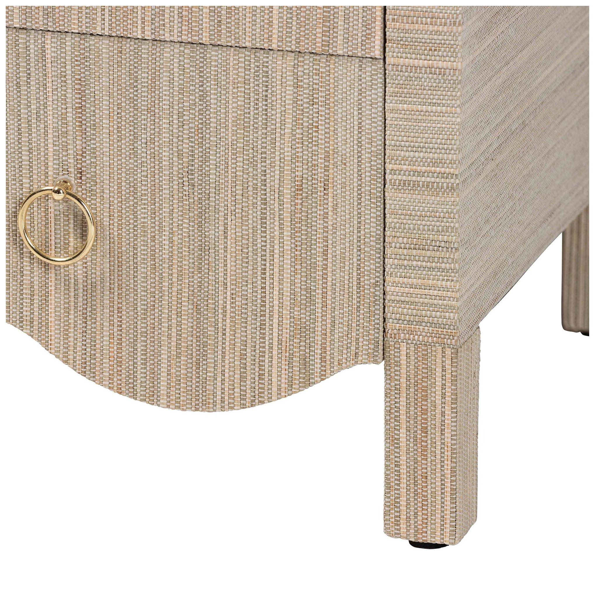 bali & pari Umika Grasscloth Nightstand - 3 Drawer Accent Chest