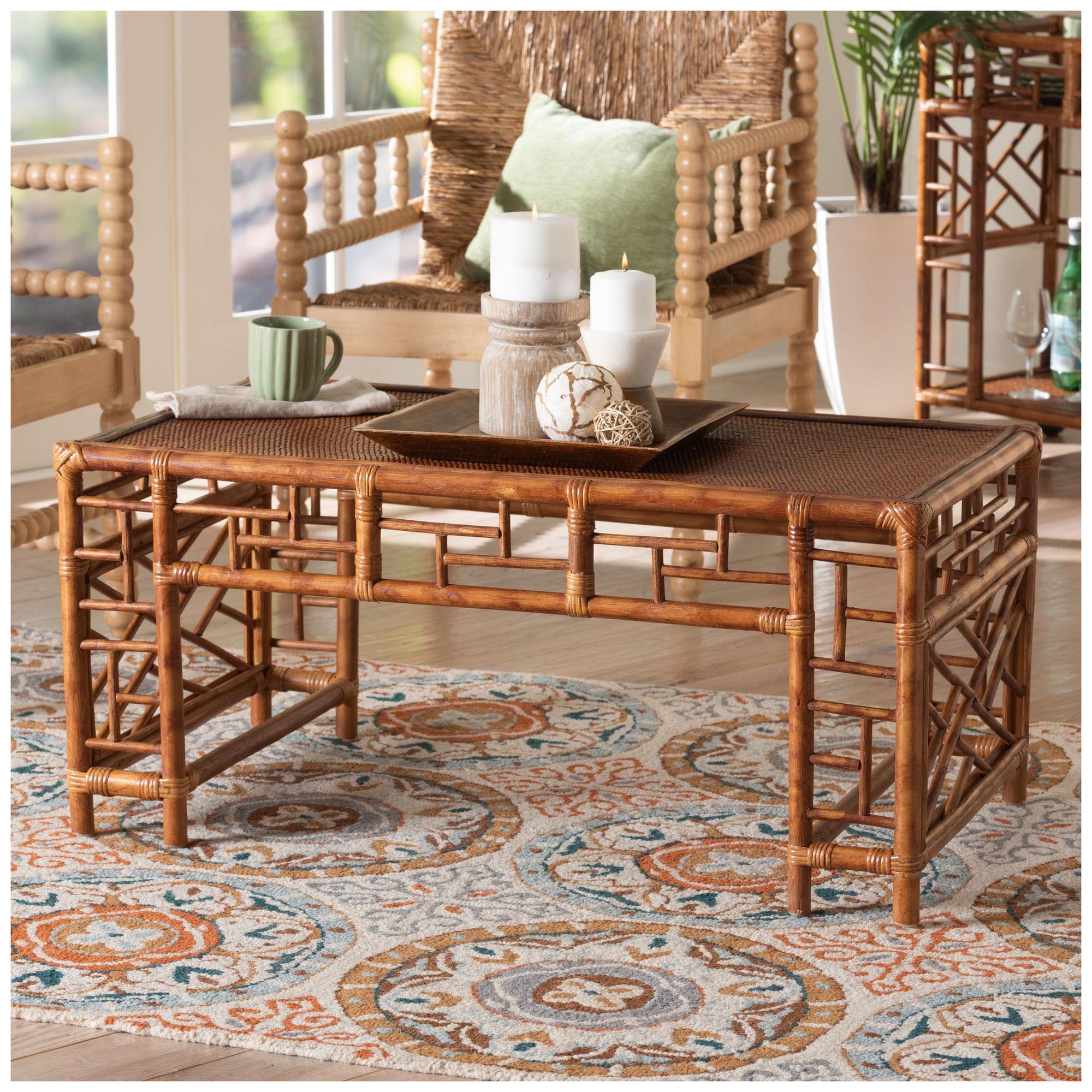 Image 2 bali & pari Wahid Marbled Tortoise Rattan Coffee Table more views