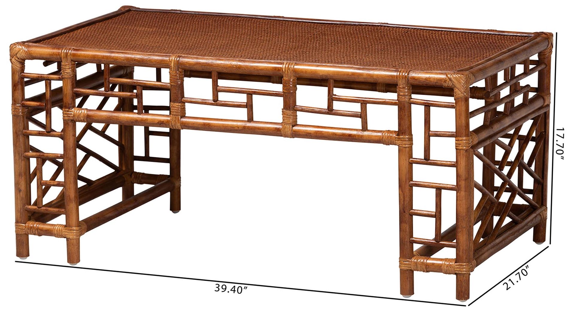 Image 7 bali & pari Wahid Marbled Tortoise Rattan Coffee Table more views