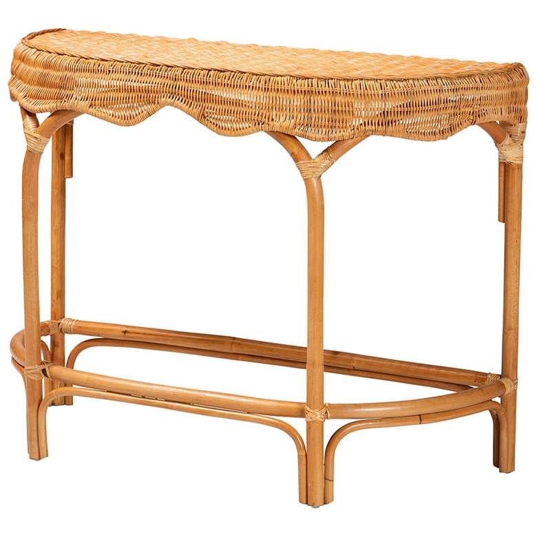 Image 2 bali & pari Wakana Modern Bohemian Natural Brown Rattan Console Table