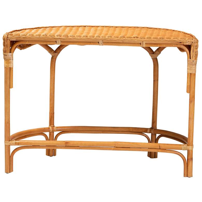 Image 5 bali & pari Wakana Modern Bohemian Natural Brown Rattan Console Table more views