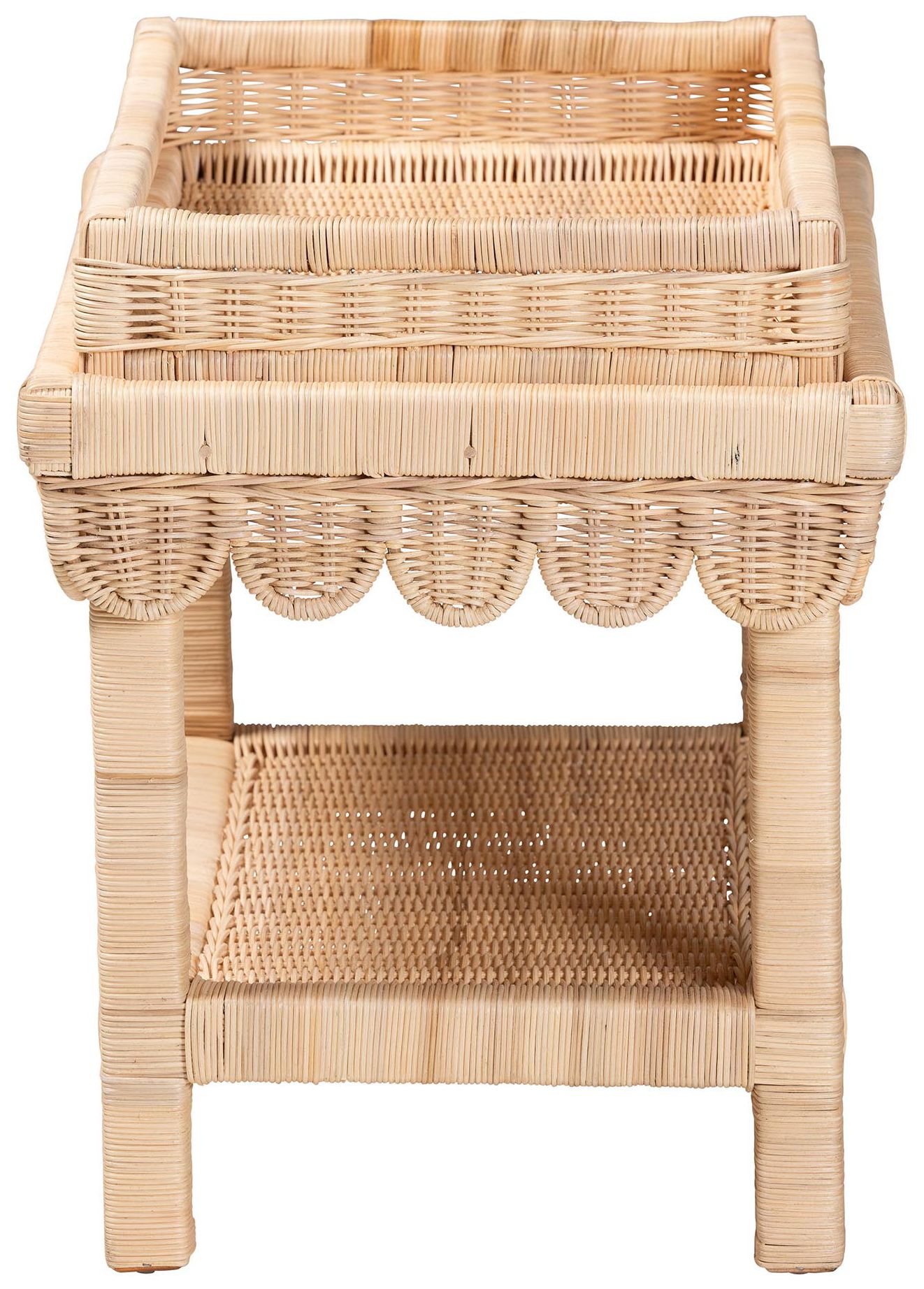 Image 5 bali & pari Weyman Scalloped Rattan End Table with Removable Tray Top more views