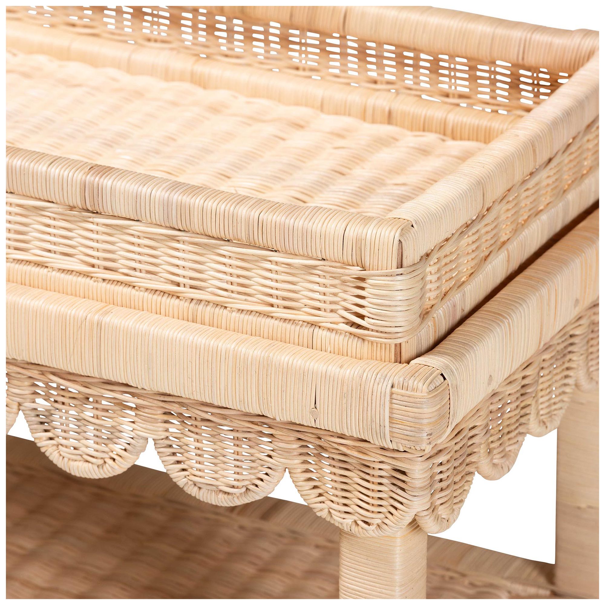 Image 6 bali & pari Weyman Scalloped Rattan End Table with Removable Tray Top more views