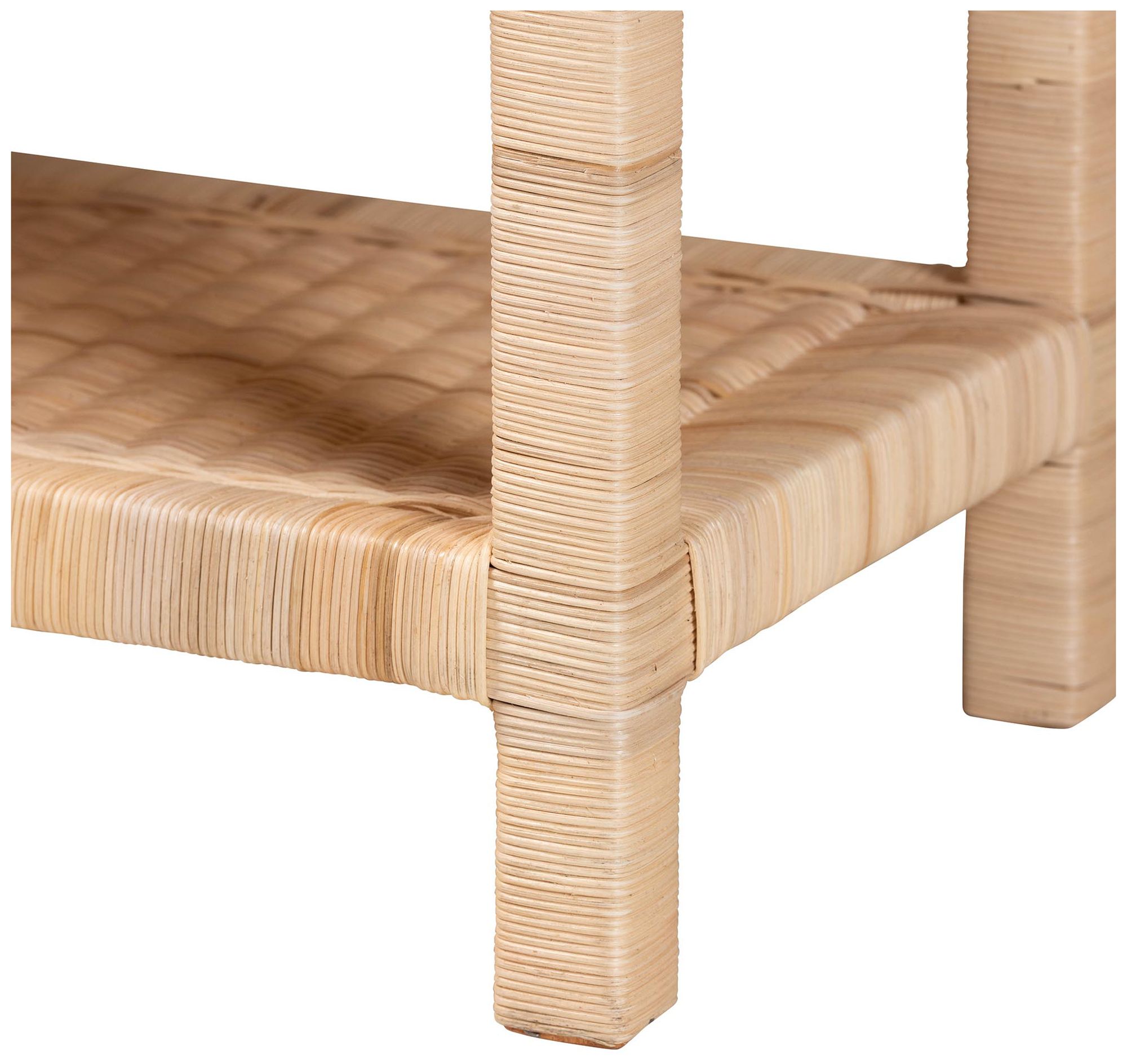 Image 7 bali & pari Weyman Scalloped Rattan End Table with Removable Tray Top more views