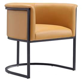 Image1 of Bali Saddle and Black Faux Leather Dining Chair