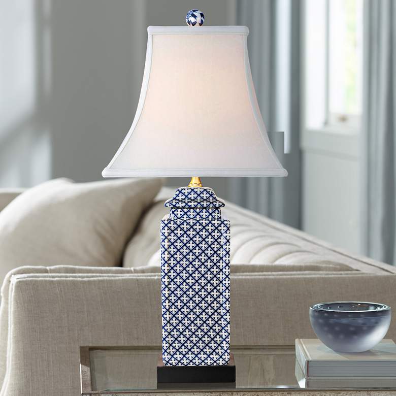 Image 1 Balintore 21 1/2" High Blue and White Porcelain Jar Table Lamp