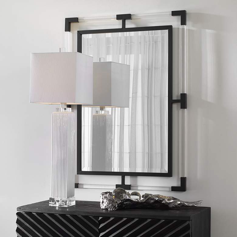 Image 1 Balkan Matte Black 28 inch x 38 inch Rectangular Wall Mirror