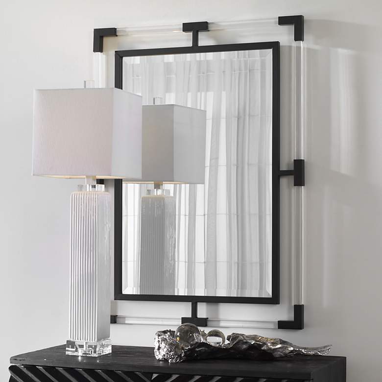 Image 1 Balkan Matte Black 28" x 38" Rectangular Wall Mirror