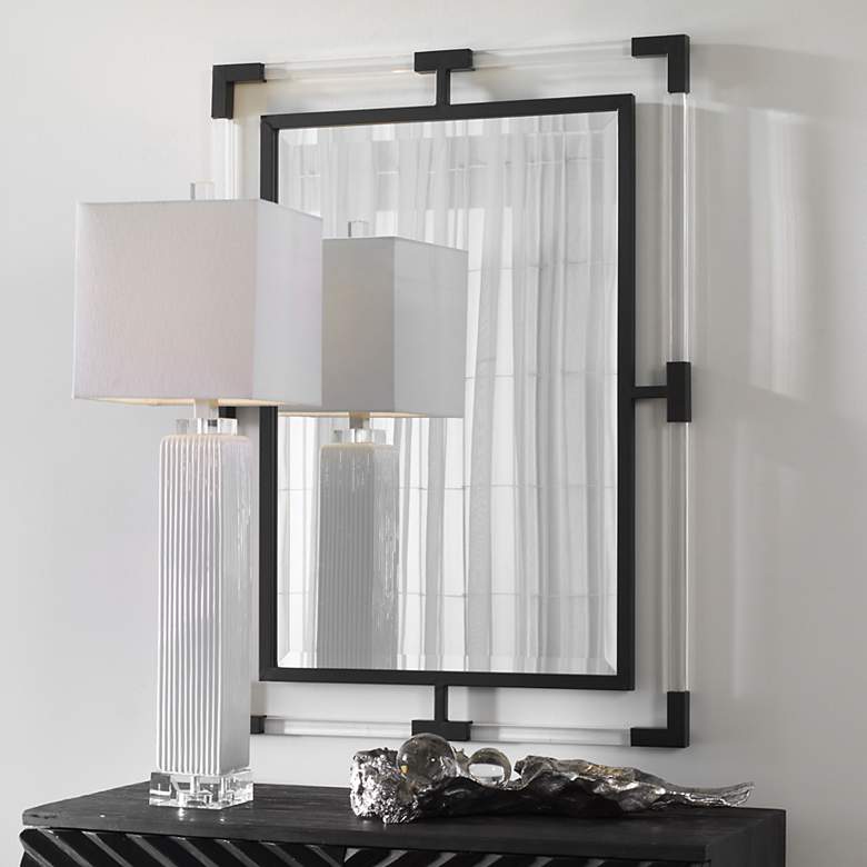 Image 1 Balkan Matte Black 28 inch x 38 inch Rectangular Wall Mirror