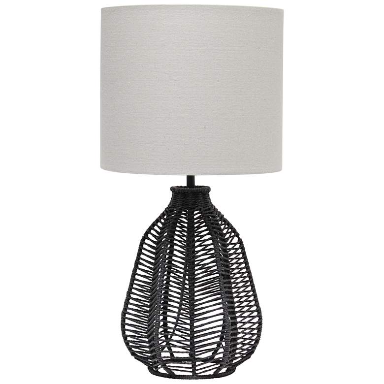 Image 2 Ballah Black Paper Rope Accent Bedside Table Lamp