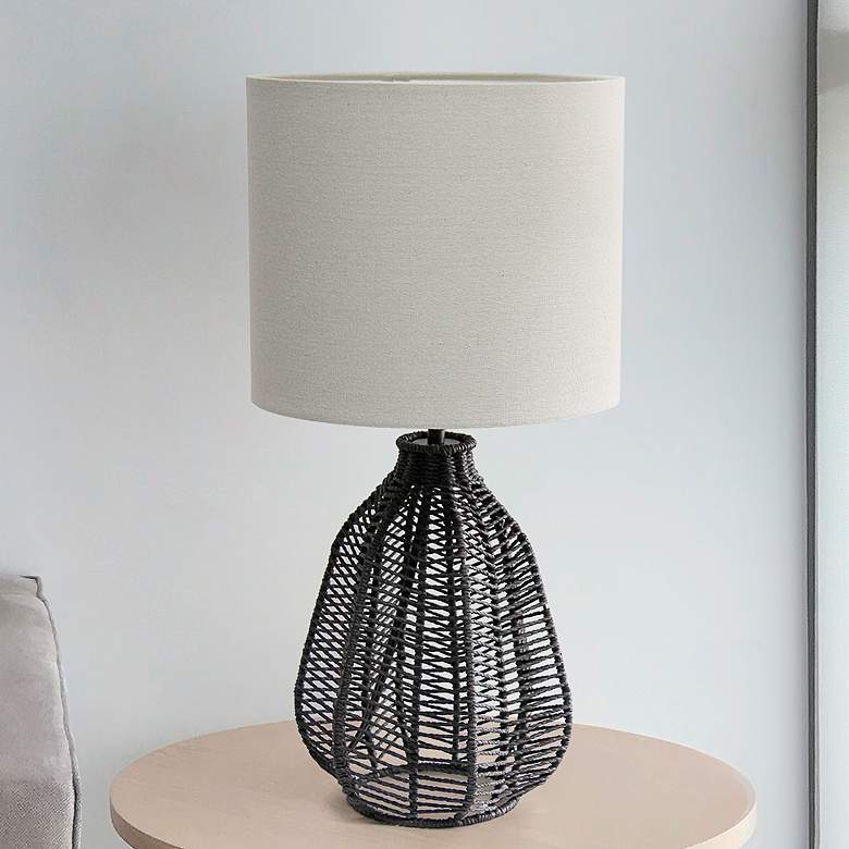 Image 1 Ballah Black Paper Rope Accent Bedside Table Lamp