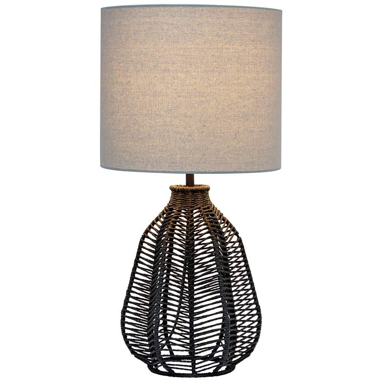 Image 7 Ballah Black Paper Rope Accent Bedside Table Lamp more views