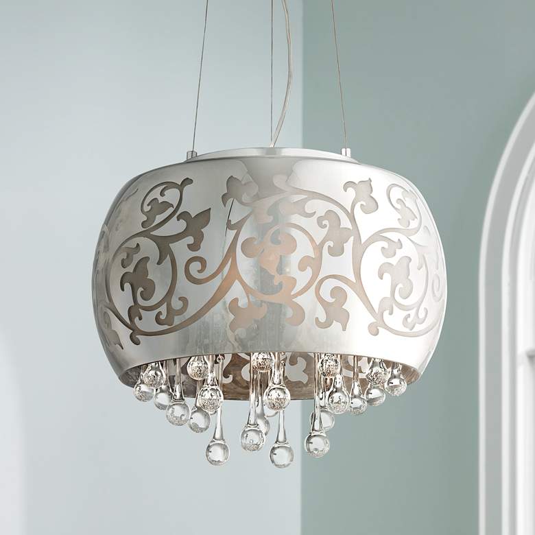 Image 1 Ballantine 15 3/4 inch Wide Etched Glass Pendant Light