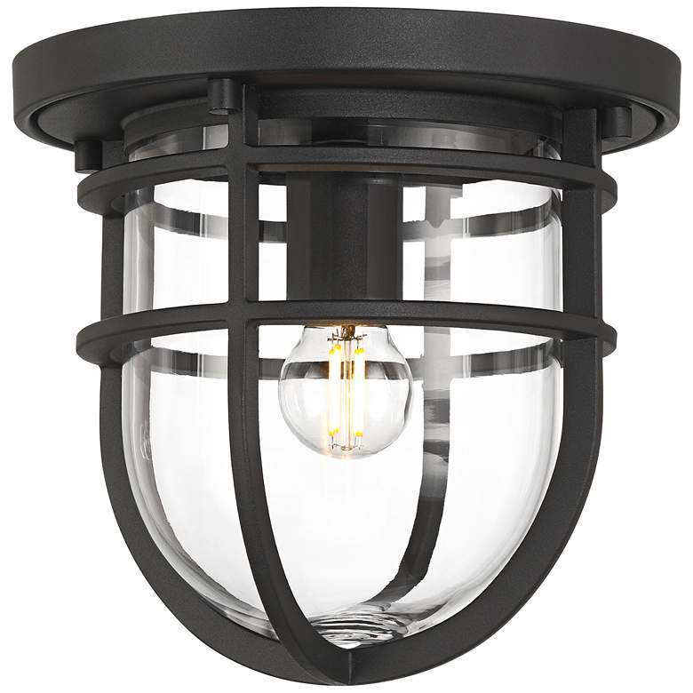 Ballast 7 3/4" High Textured Black Outdoor Flush-Mount Ceiling Light ...