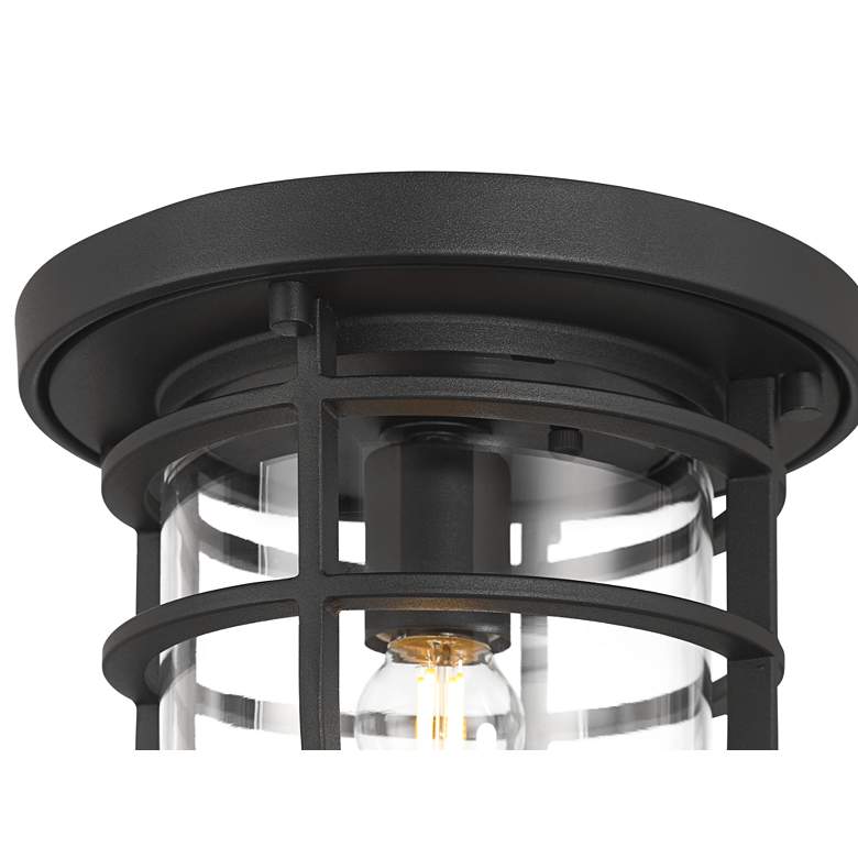 Image 4 Ballast 7 3/4" High Textured Black Outdoor Flush-Mount Ceiling Light more views