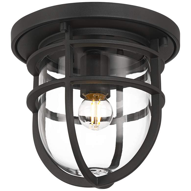 Image 5 Ballast 7 3/4" High Textured Black Outdoor Flush-Mount Ceiling Light more views