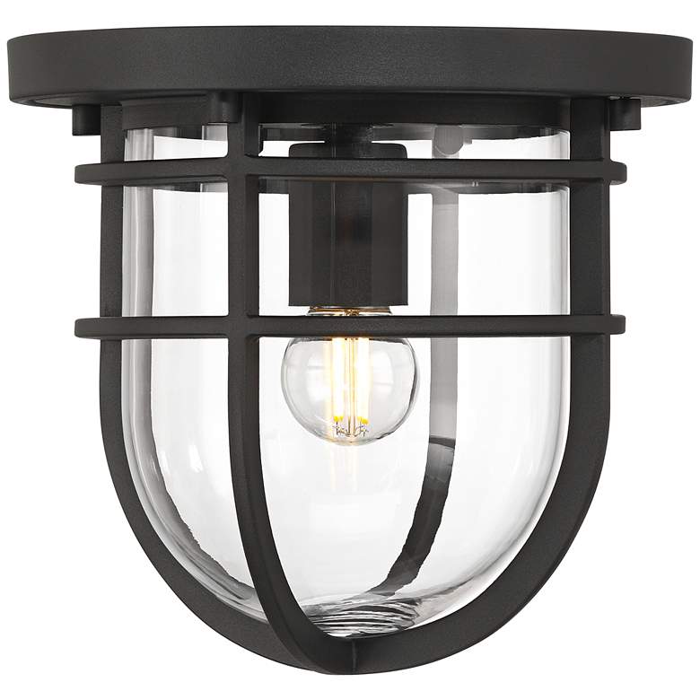 Image 6 Ballast 7 3/4" High Textured Black Outdoor Flush-Mount Ceiling Light more views