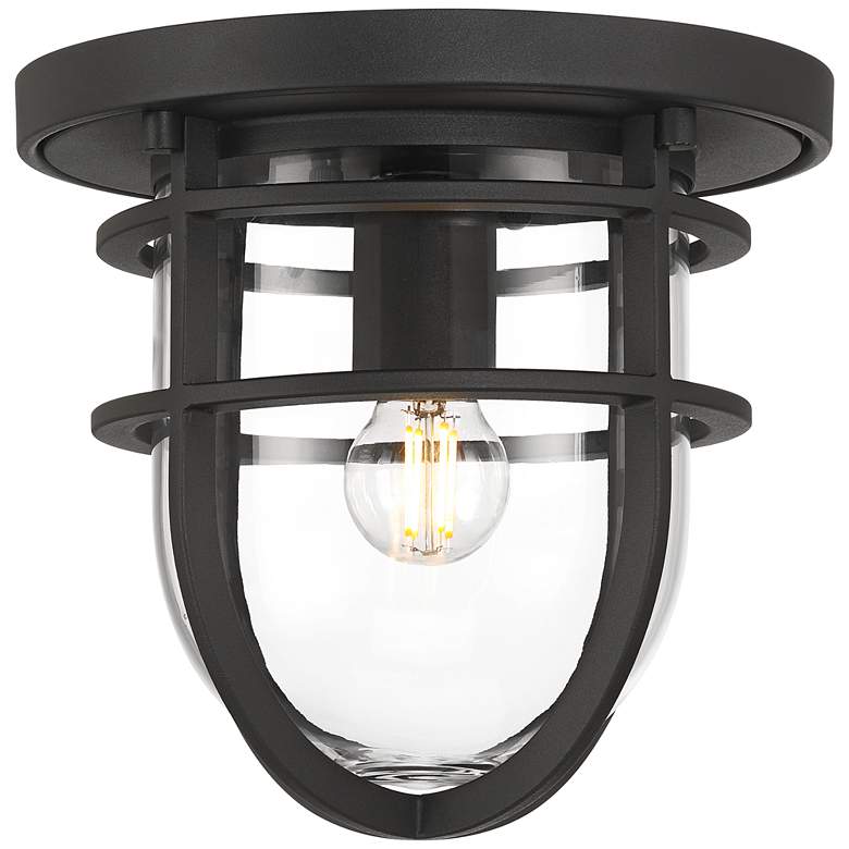 Image 7 Ballast 7 3/4" High Textured Black Outdoor Flush-Mount Ceiling Light more views