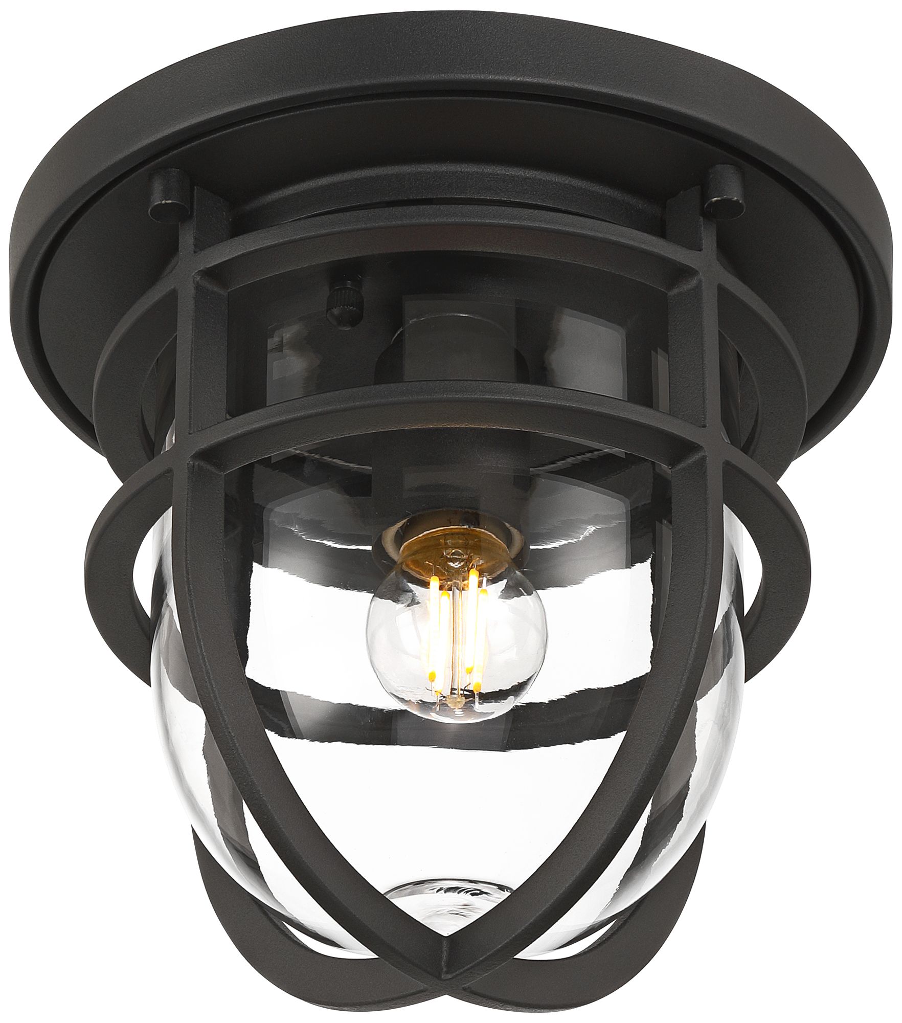 Ballast 7 3/4" High Textured Black Outdoor Flush-Mount Ceiling Light
