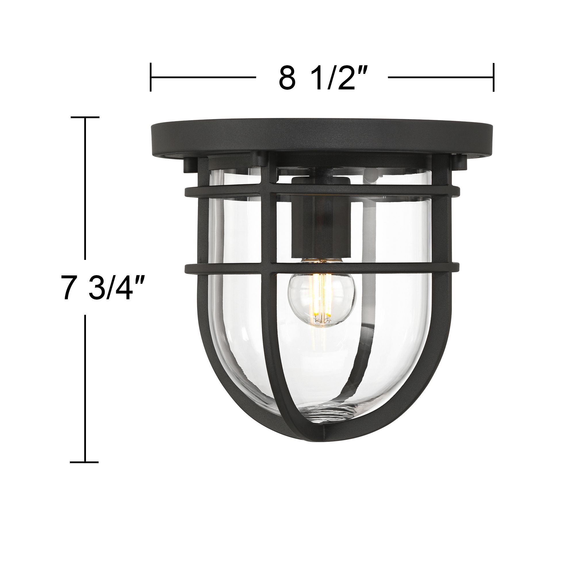 Ballast 7 3/4" High Textured Black Outdoor Flush-Mount Ceiling Light