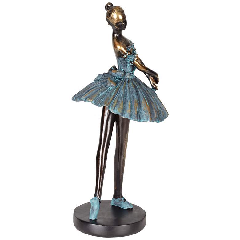 Image 3 Ballerina 12 inchH Sculpture in Verde With 7 inch Round Acrylic Riser more views