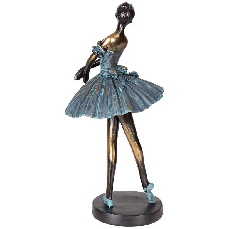 Image 4 Ballerina 12 inchH Sculpture in Verde With 7 inch Round Acrylic Riser more views