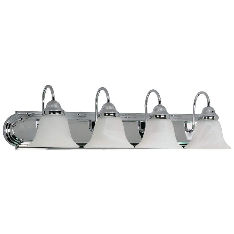 Image 1 Ballerina; 4 Light; 30 in.; Vanity with Alabaster Glass Bell Shades