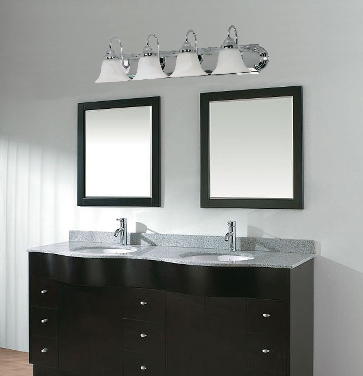 Ballerina; 4 Light; 30 in.; Vanity with Alabaster Glass Bell Shades