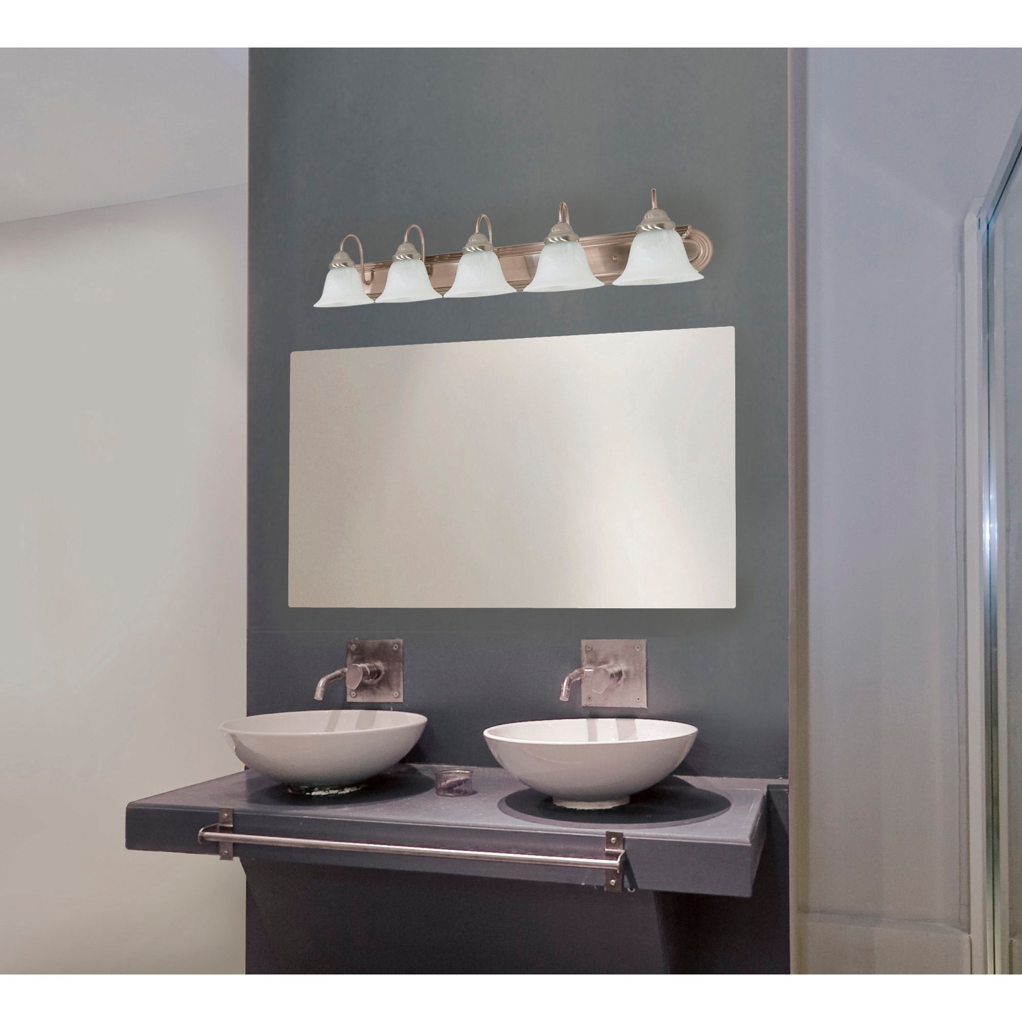 Ballerina; 5 Light; 36 in.; Vanity with Alabaster Glass Bell Shades