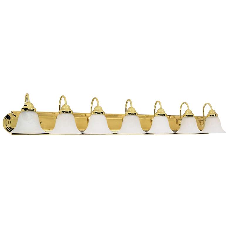 Image 1 Ballerina 7 Light 48" Vanity with Alabaster Glass - Polished Brass