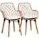 Ballerina Gray-Washed Rattan Wood Dining Chairs Set of 2
