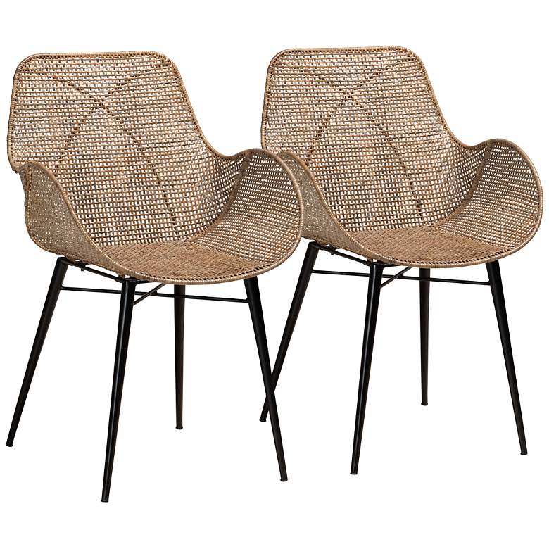 Image 2 Ballerina Graywashed Rattan Dining Chairs Set of 2