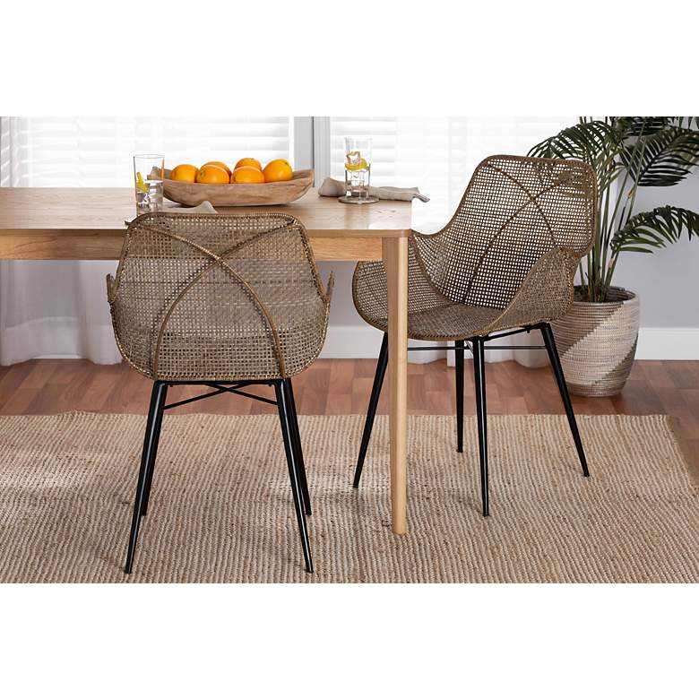 Image 1 Ballerina Graywashed Rattan Dining Chairs Set of 2