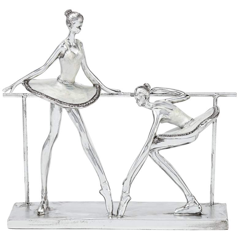Ballerina Practice 11 1/2&quot; High Silver Sculpture more views