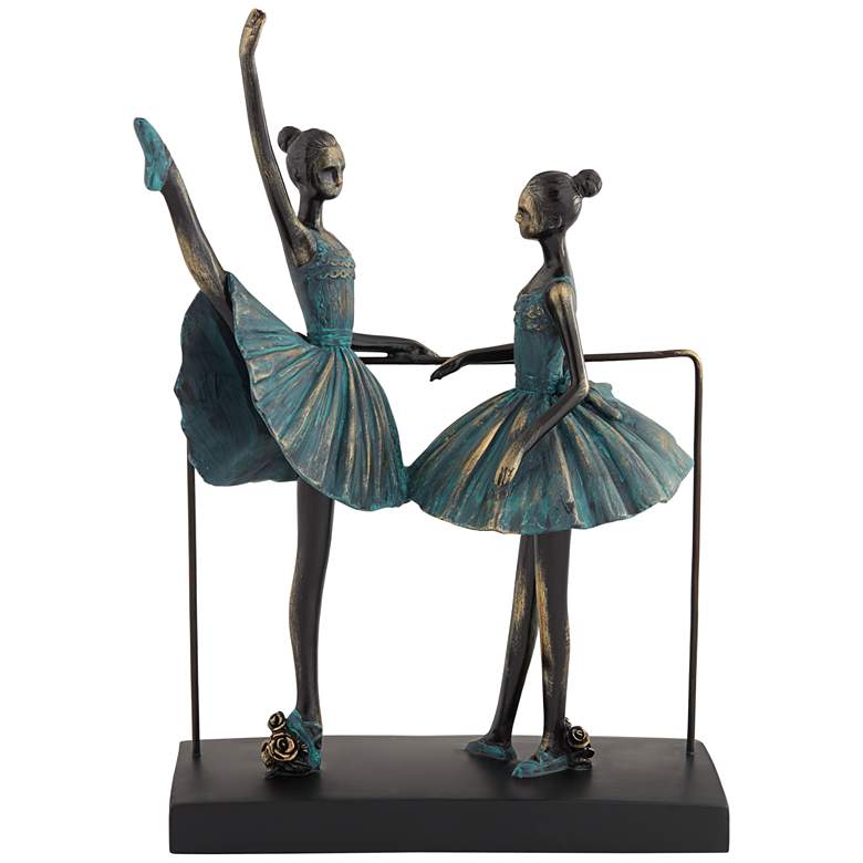 Ballerinas 14 1/2&quot; High Verde and Antique Bronze Sculpture